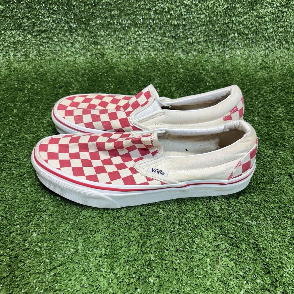 Vans Classic Slip-On Checkerboard Red Women’s Size 7 Athletic Shoes Sneakers